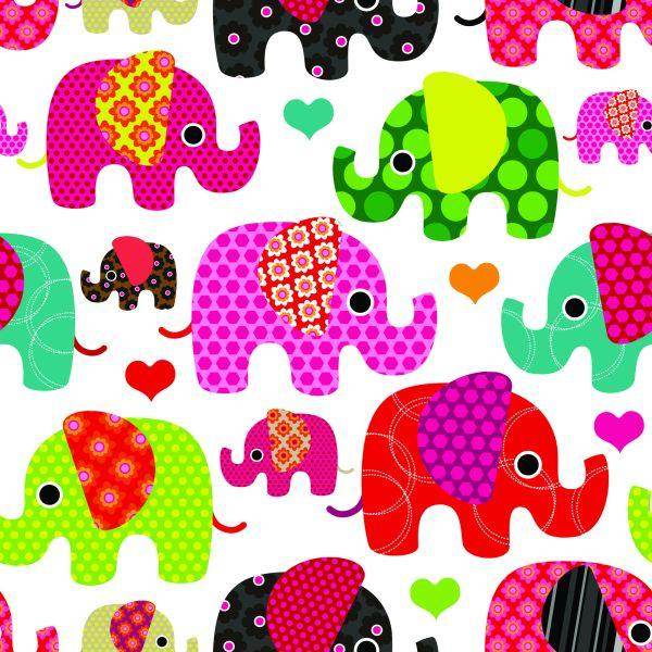 Behang In Kleurrijke Olifantenharten In De Kinderkamer - Afbeelding 2