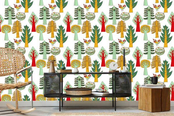 Behang Vogelboom Voor Babykamer - Afbeelding 5