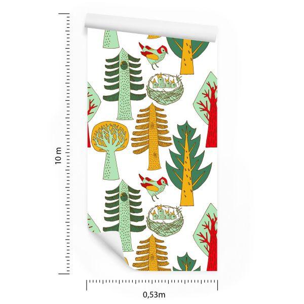 Behang Vogelboom Voor Babykamer - Afbeelding 8