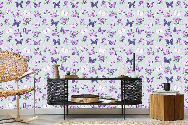 Behang In Vlinders, Rozen, Natuurbloemen Voor De Woonkamer - Afbeelding 5