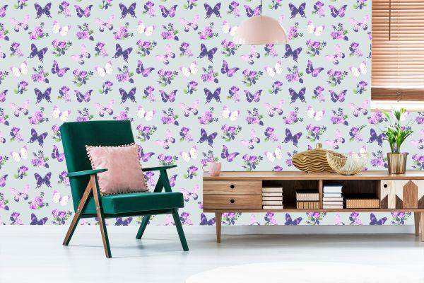 Behang In Vlinders, Rozen, Natuurbloemen Voor De Woonkamer - Afbeelding 6