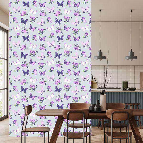 Behang In Vlinders, Rozen, Natuurbloemen Voor De Woonkamer - Afbeelding 4