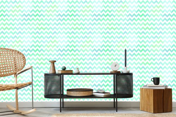 Behang Witte En Turquoise Golven - Afbeelding 5