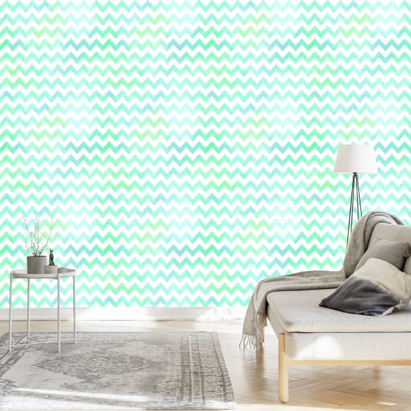 Behang Witte En Turquoise Golven - Afbeelding 3