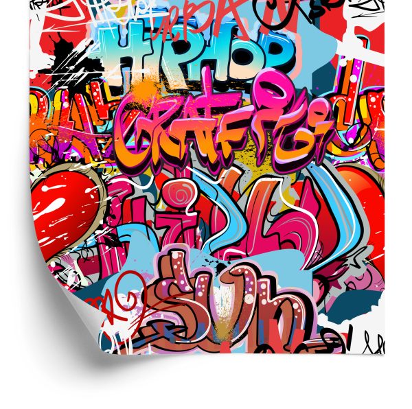 Behang Graffiti Met Tinten Rood
