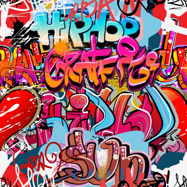 Behang Graffiti Met Tinten Rood - Afbeelding 2