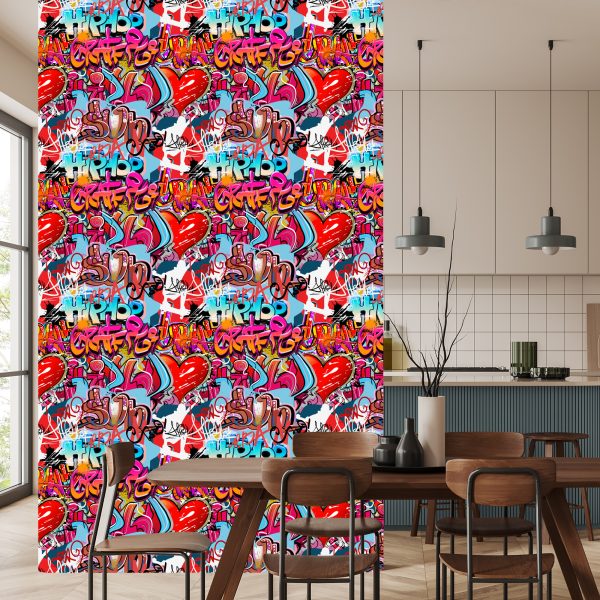 Behang Graffiti Met Tinten Rood - Afbeelding 4