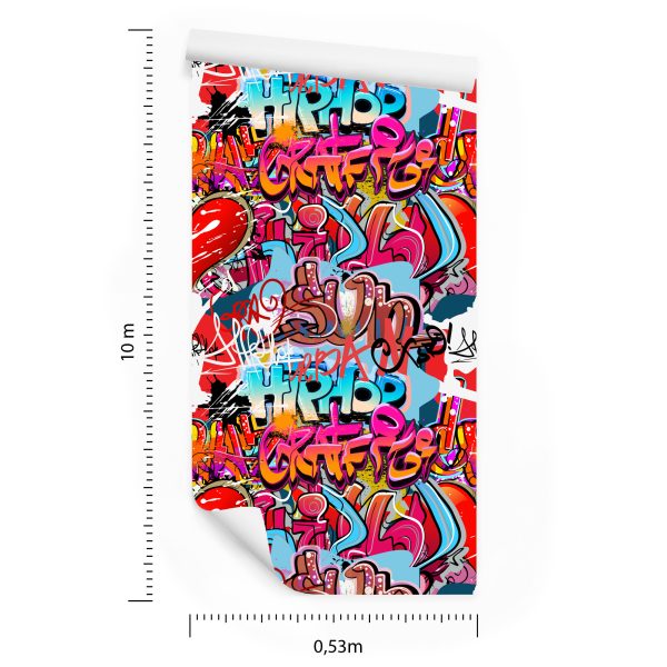 Behang Graffiti Met Tinten Rood - Afbeelding 8