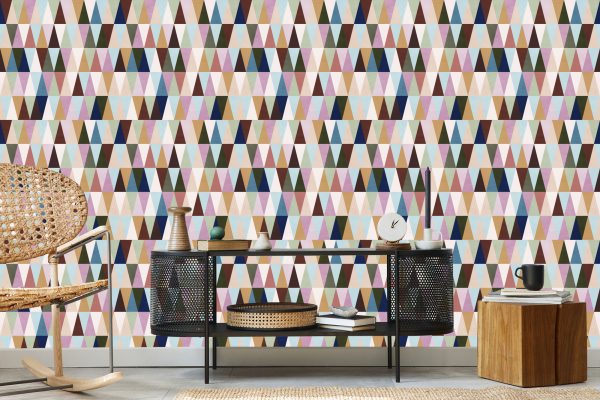 Behang Veelkleurige Retro Driehoeken - Afbeelding 5