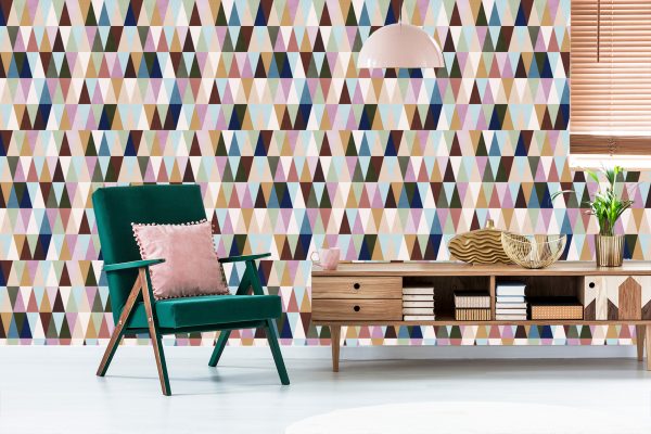Behang Veelkleurige Retro Driehoeken - Afbeelding 6