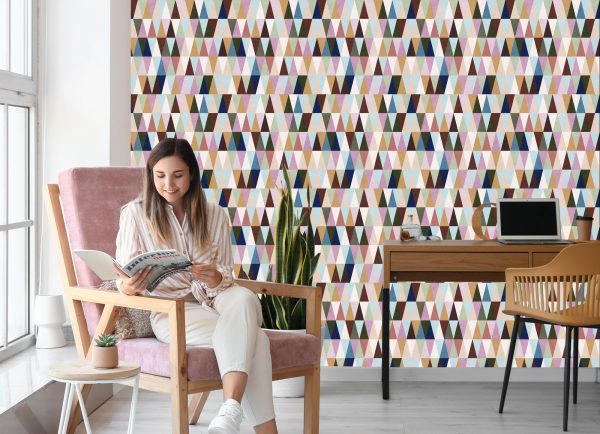 Behang Veelkleurige Retro Driehoeken - Afbeelding 7