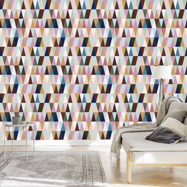 Behang Veelkleurige Retro Driehoeken - Afbeelding 3