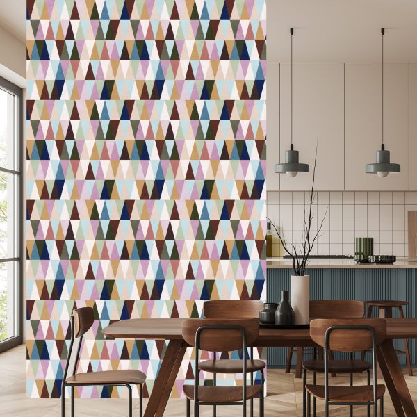 Behang Veelkleurige Retro Driehoeken - Afbeelding 4