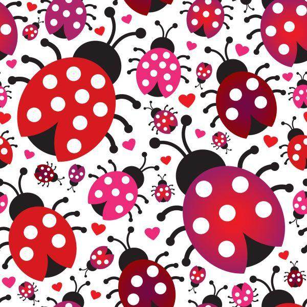 Behang Voor De Meisjeskamer, Lieveheersbeestjesharten - Afbeelding 2