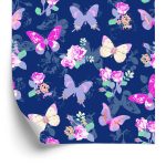 Behang In De Hal, Vlinders, Bloemen, Bladeren, Rozen