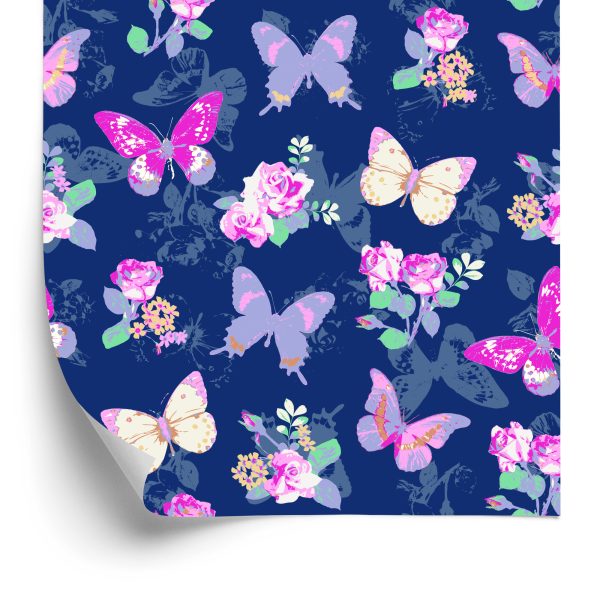 Behang In De Hal, Vlinders, Bloemen, Bladeren, Rozen