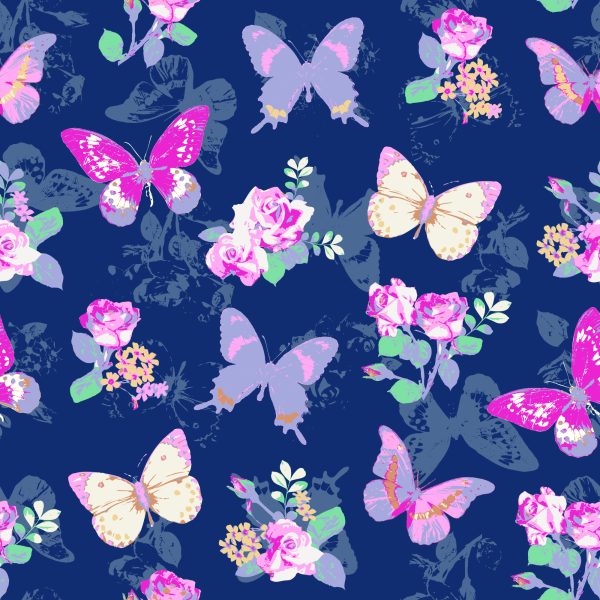 Behang In De Hal, Vlinders, Bloemen, Bladeren, Rozen - Afbeelding 2