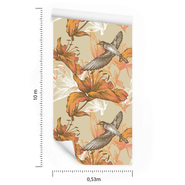 Behang Vogels En Bloemen - Afbeelding 8