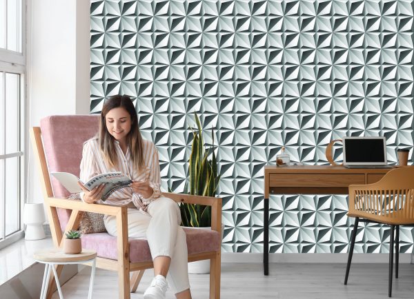Behang Optische 3D Geometrische Figuren Voor Woonkamer - Afbeelding 7