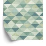 Behang Retro Driehoeken In Groene Tinten