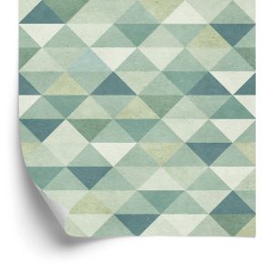 Behang Retro Driehoeken In Groene Tinten
