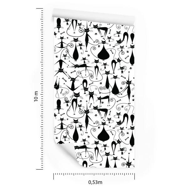 Behang Zwarte Gelukkige Katten - Afbeelding 8