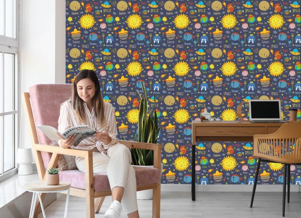Behang Planeten, Zon En Ufo - Afbeelding 7