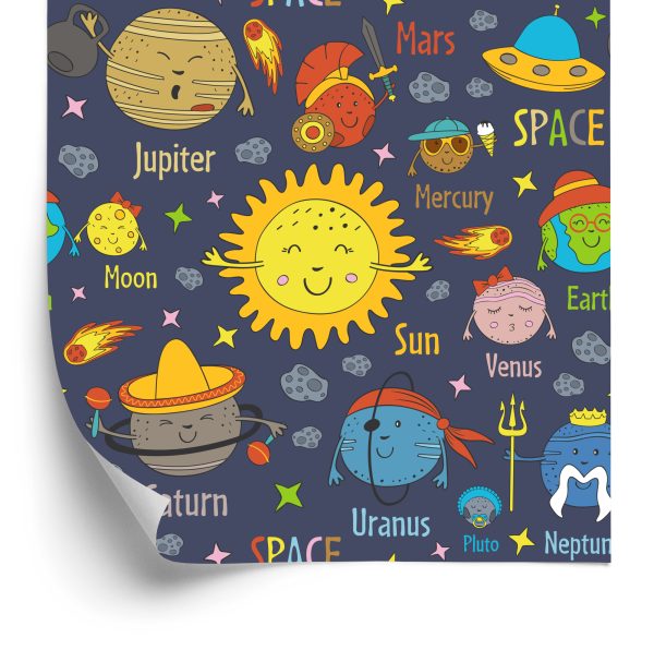 Behang Planeten, Zon En Ufo