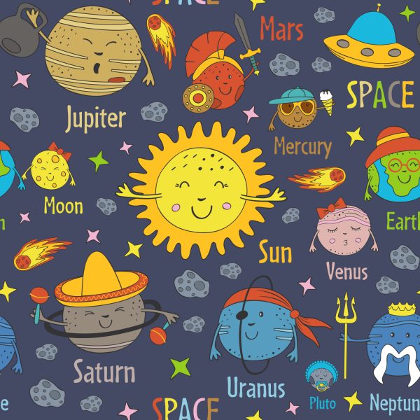 Behang Planeten, Zon En Ufo - Afbeelding 2