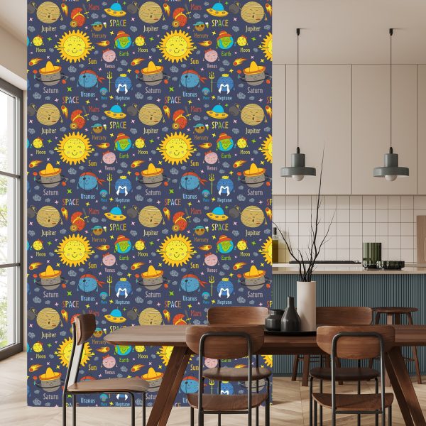 Behang Planeten, Zon En Ufo - Afbeelding 4
