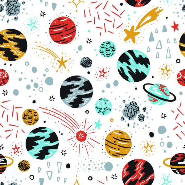 Behang Planeten En Vallende Sterren - Afbeelding 2