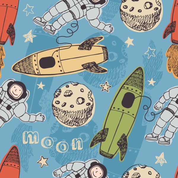 Behang Kosmonauten Onder De Planeten - Afbeelding 2