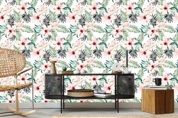 Behang Hibiscus Bloemen - Afbeelding 5