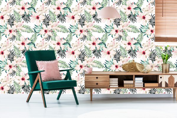 Behang Hibiscus Bloemen - Afbeelding 6
