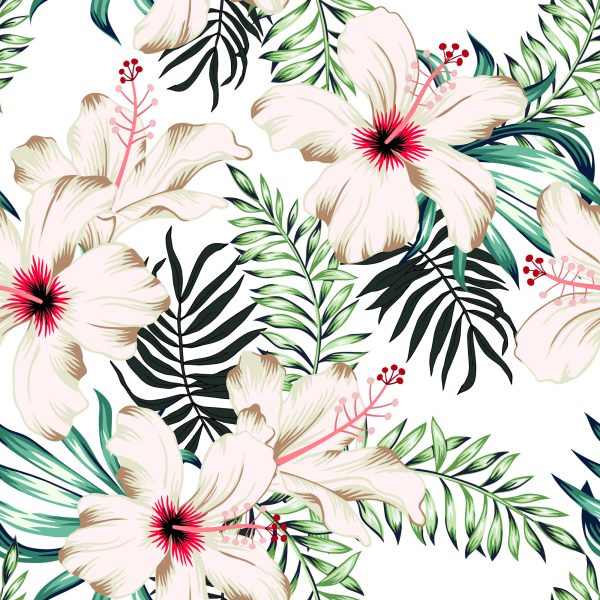 Behang Hibiscus Bloemen - Afbeelding 2