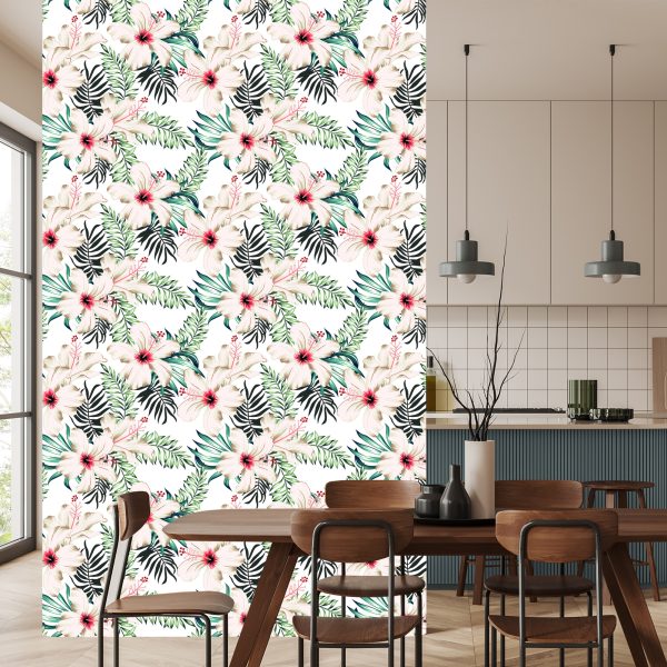 Behang Hibiscus Bloemen - Afbeelding 4