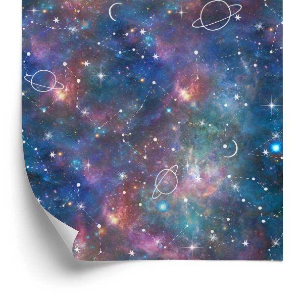 Behang Melkweg En Geschilderde Planeten