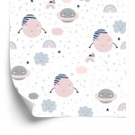 Behang Pastelkleurige Manen En Sterren