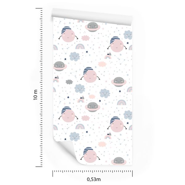 Behang Pastelkleurige Manen En Sterren - Afbeelding 8