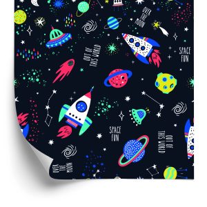 Behang Ruimteraketten En Ufo's