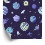 Behang Blauwe Kosmos En Planeten
