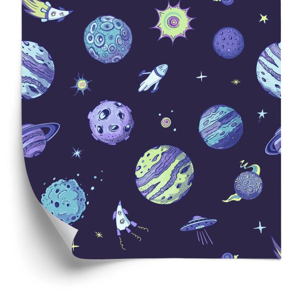 Behang Blauwe Kosmos En Planeten