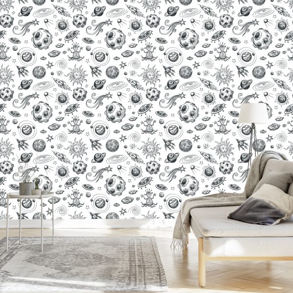 Behang Zwart-Witte Kosmos - Afbeelding 3