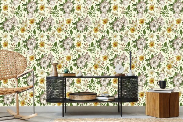 Behang Wilde Rozen En Kamille - Afbeelding 5