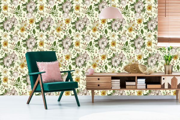 Behang Wilde Rozen En Kamille - Afbeelding 6