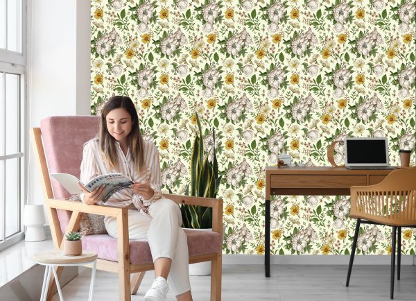 Behang Wilde Rozen En Kamille - Afbeelding 7