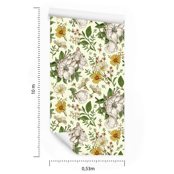 Behang Wilde Rozen En Kamille - Afbeelding 8