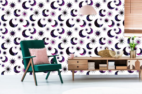 Behang Zon Maan In Galaxy Stijl - Afbeelding 6