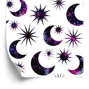Behang Zon Maan In Galaxy Stijl