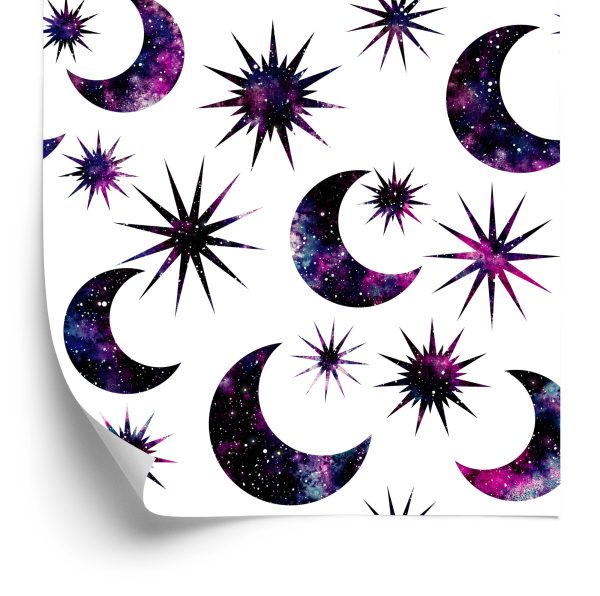 Behang Zon Maan In Galaxy Stijl